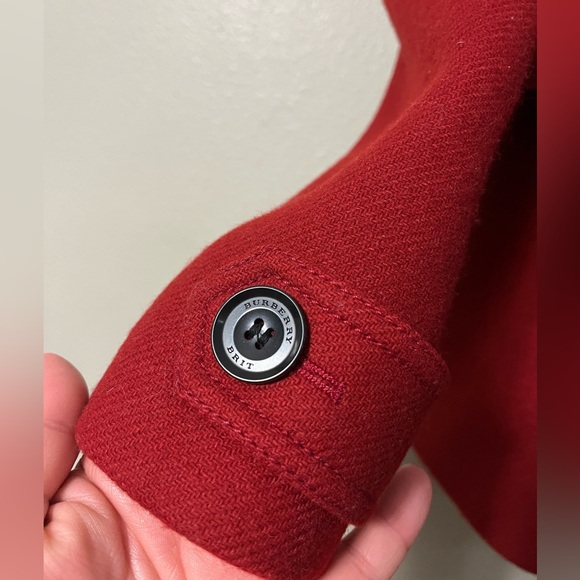 Burberry Brit  Wool Pea Coat Red Women’s US Size 6 Authentic (Read Description) - Picture 4 of 15